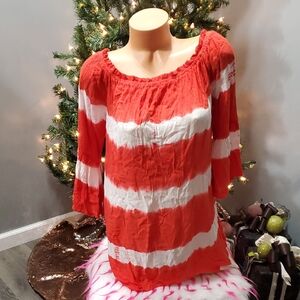 True Destiny tie dye off shoulder hi low top M NWOT